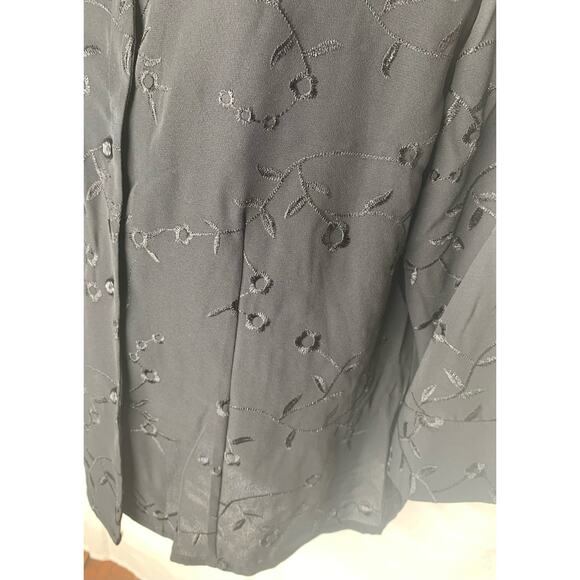 Joanna Blouse Womens Medium Black Button Up Polyester 3/4 Sleeve No Pocket Shirt - Picture 6 of 13